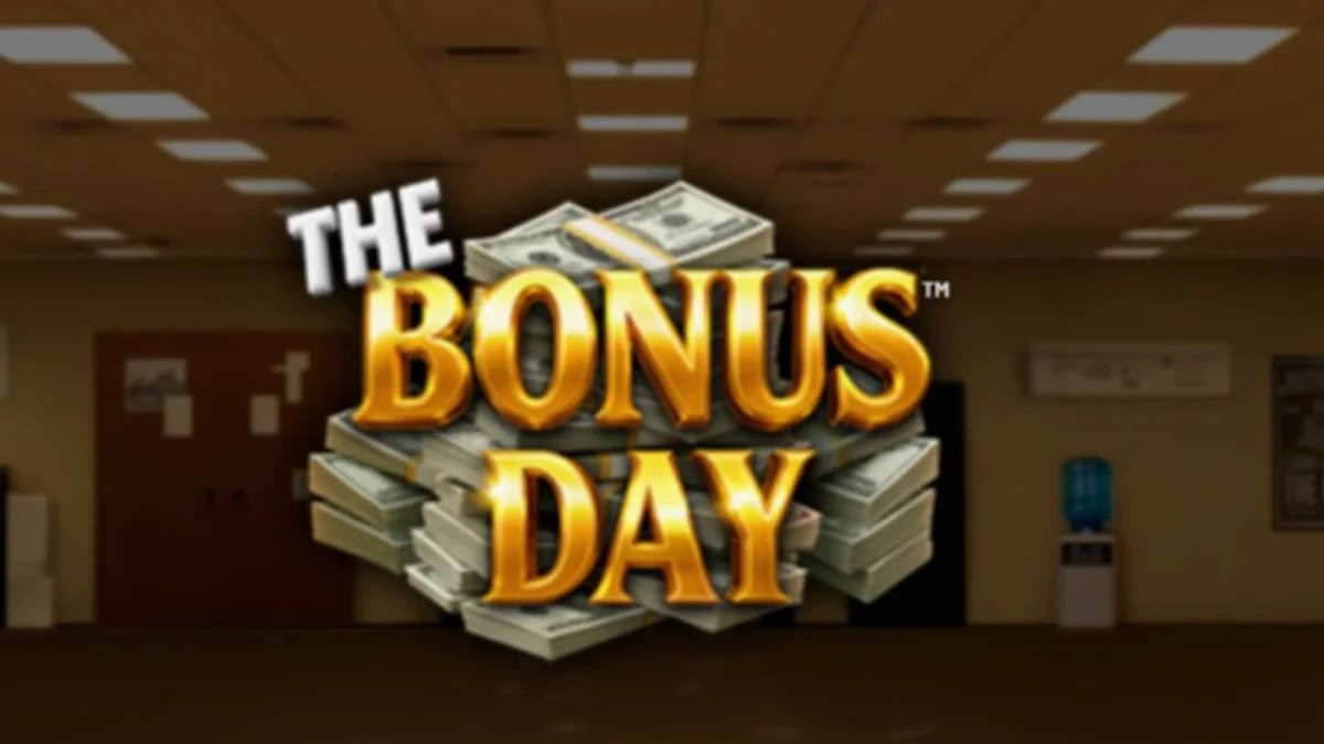 Tampilan visual slot The Bonus Day dengan tema kantor korporat