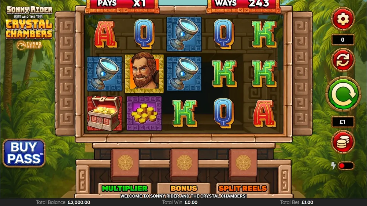 Sonny Rider & The Crystal Chambers slot machine adventure theme